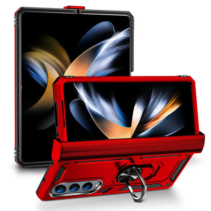 Military Grade Protection Metal Ring Grip Case for Galaxy Z Fold 4 Shockproof Heavy Duty Defender Rugged Folding Phone Case