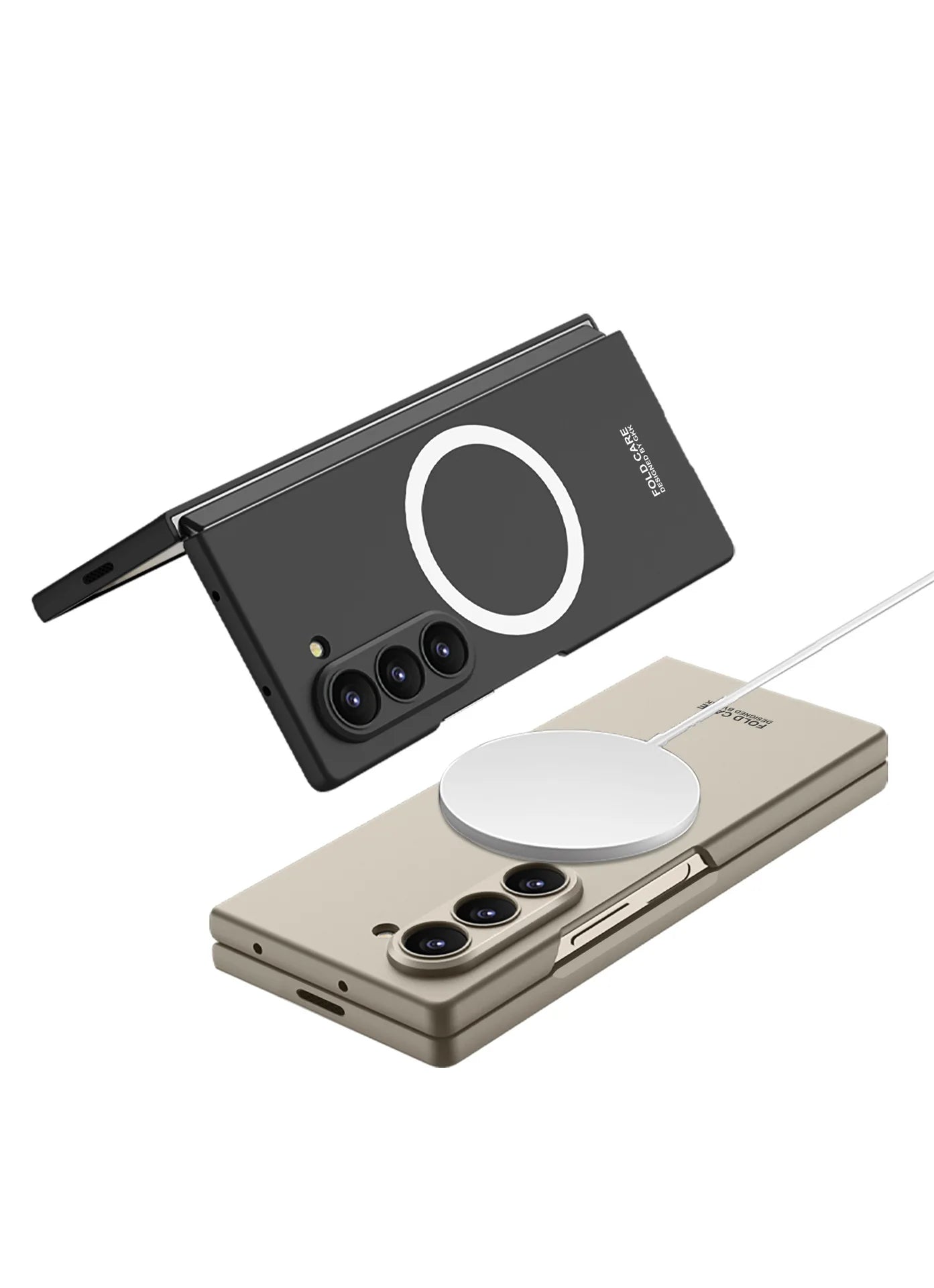 Z Fold 7 Magnetic Wireless Charging Phone Case for Samsung Galaxy Z Fold 7 Screen Protect Film Slim PC Foldable Matte Tough Cover