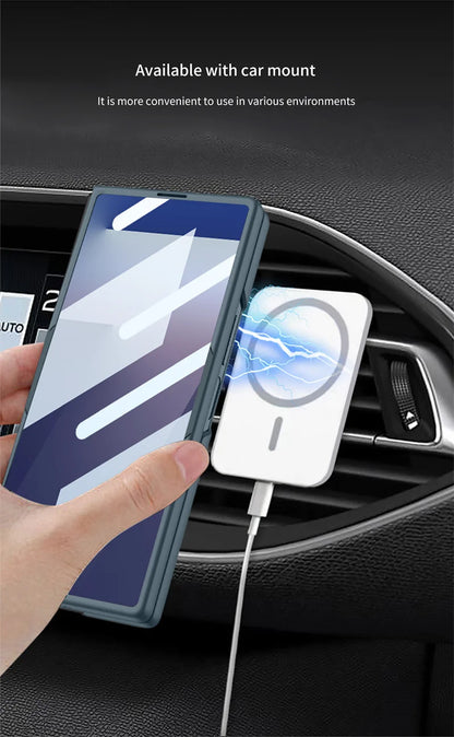 Matte Skin Feeling Magnetic Case For Samsung Galaxy Z Fold 7 3 4 5 6 Rotating bracket Magsafe Wireless Charger Slim PC Cover