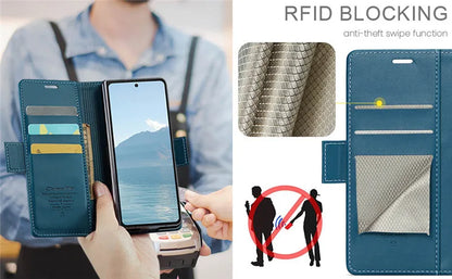 Luxury Magnetic Leather Wallet Multi Card Phone Case for Samsung Galaxy Z Fold 7 6 5 Fold6 Fold5 Shockproof Stand Cover Back Bag