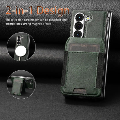 Stable Support Leather Magnetic Wallet Case for Samsung Galaxy Z Fold 7 ZFold 6 5 4 3 Tempered Glass with Hinge Protection Cover