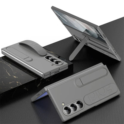 Luxury Wristband Invisible Bracket Case for Samsung Galaxy Z Fold 6 5 4 3 7 fold6 Hand Wrist Strap Folding Stand Silicone Cover