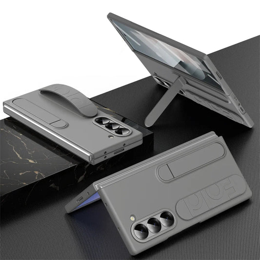 Luxury Wristband Invisible Bracket Case for Samsung Galaxy Z Fold 6 5 4 3 7 fold6 Hand Wrist Strap Folding Stand Silicone Cover