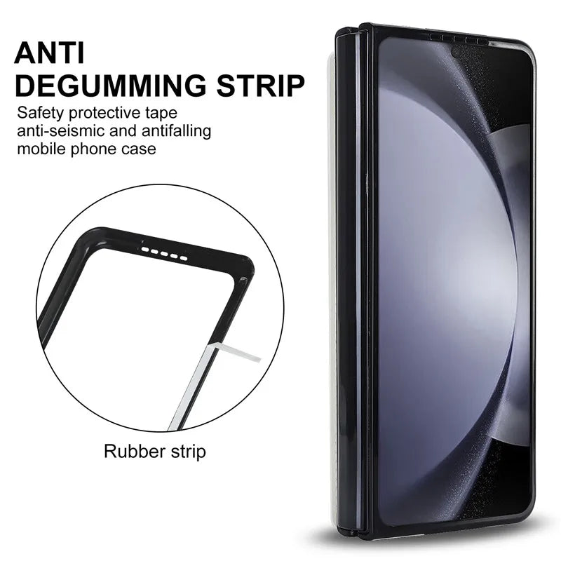 Pen Slot Leather Wallet Card Phone Case for Samsung Galaxy Z Fold 7 6 5 4 3 Fold6 Fold5 Fold4 Fold3 Retor Flip Stand Cover Etui