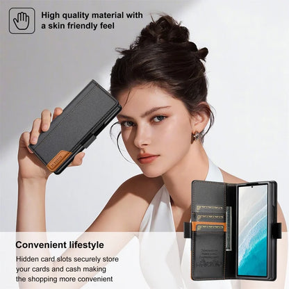 Luxury Magnetic Anti-theft Brush Leather Wallet Card Slot Phone Case for Samsung Galaxy Z Fold 7 6 5 4 3 Purse Holder Cover Etui