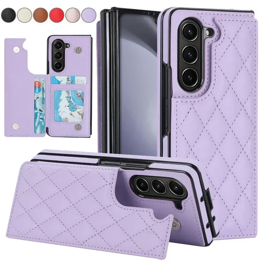 Leather Wallet Card Phone Case for Samsung Galaxy Z Fold 6 5 4 3 Fold6 Fold5 Fold4 Fold3 Shockproof Flip Stand Cover Hoesje Etui