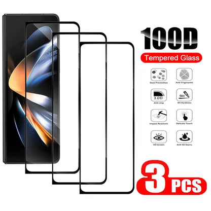 3Pcs Black Tempered Glass For Samsung Galaxy Z Fold 7 6 5 4 3 2