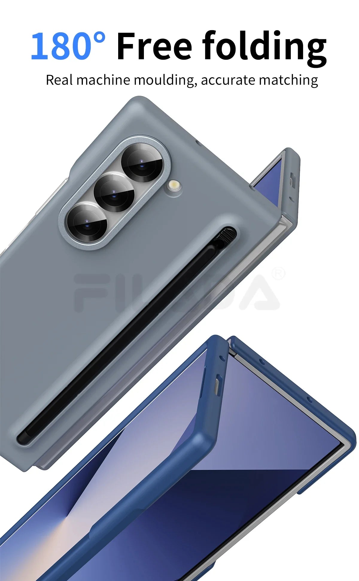 For Samsung Galaxy Z Fold 6 5 4 3 Case Color Skin Friendly Matte Elastic Pen Optional with Tempered Film Shockproof Hard Cover