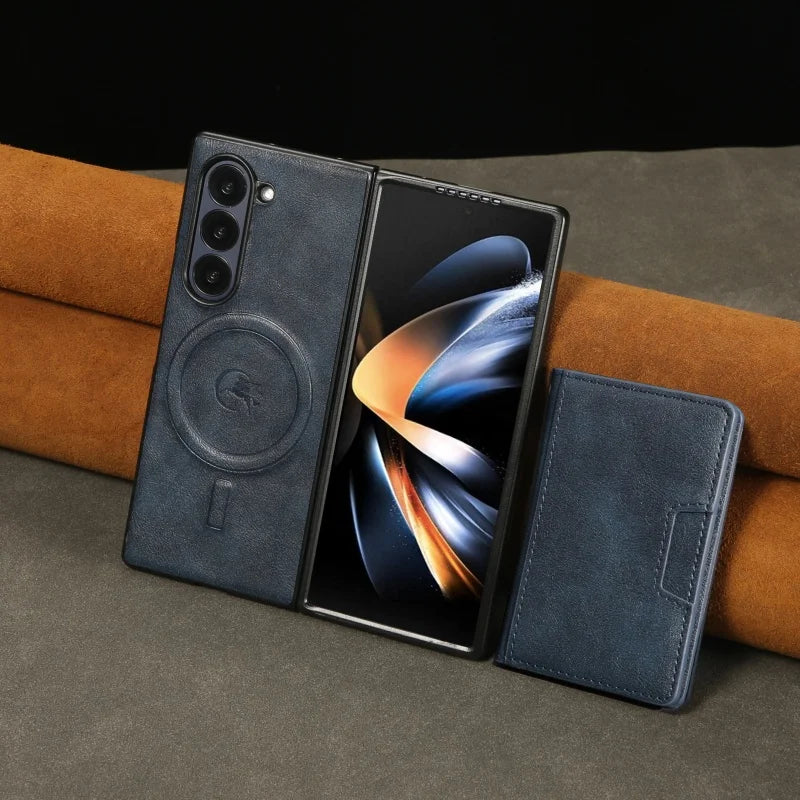 MagSafe Wireless Charging Leather Purse Phone Case For Samsung Galaxy Z Fold 7 6 5 4 3 Fold7 Fold6 Fold5 Flip Wallet Card Cover