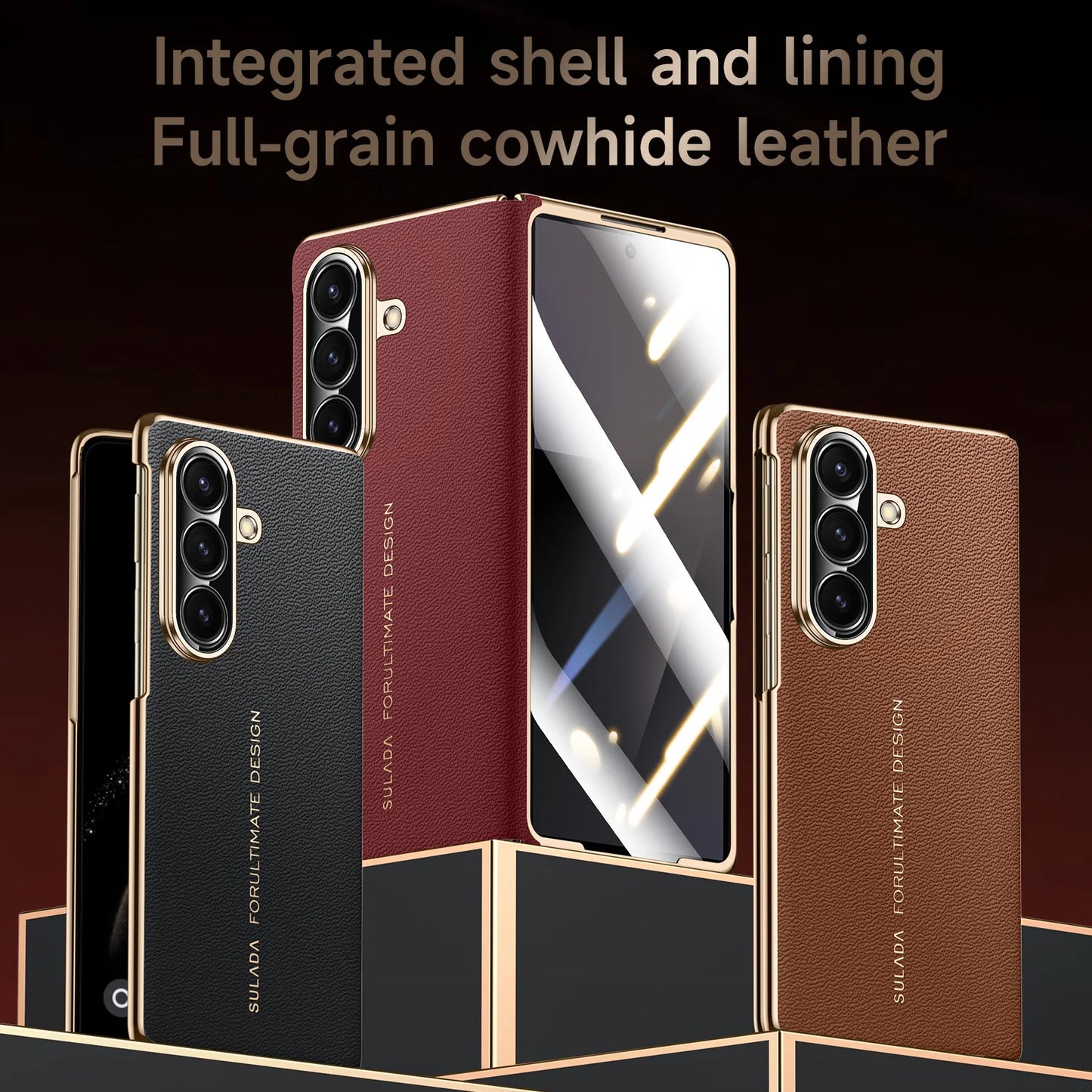 Luxury Full Cover Leather Case for Galaxy Z Fold 7 – Invisible Magnetic Protection