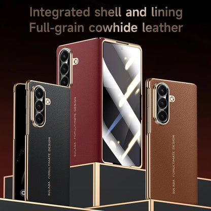Luxury Full Cover Leather Case for Galaxy Z Fold 7 – Invisible Magnetic Protection