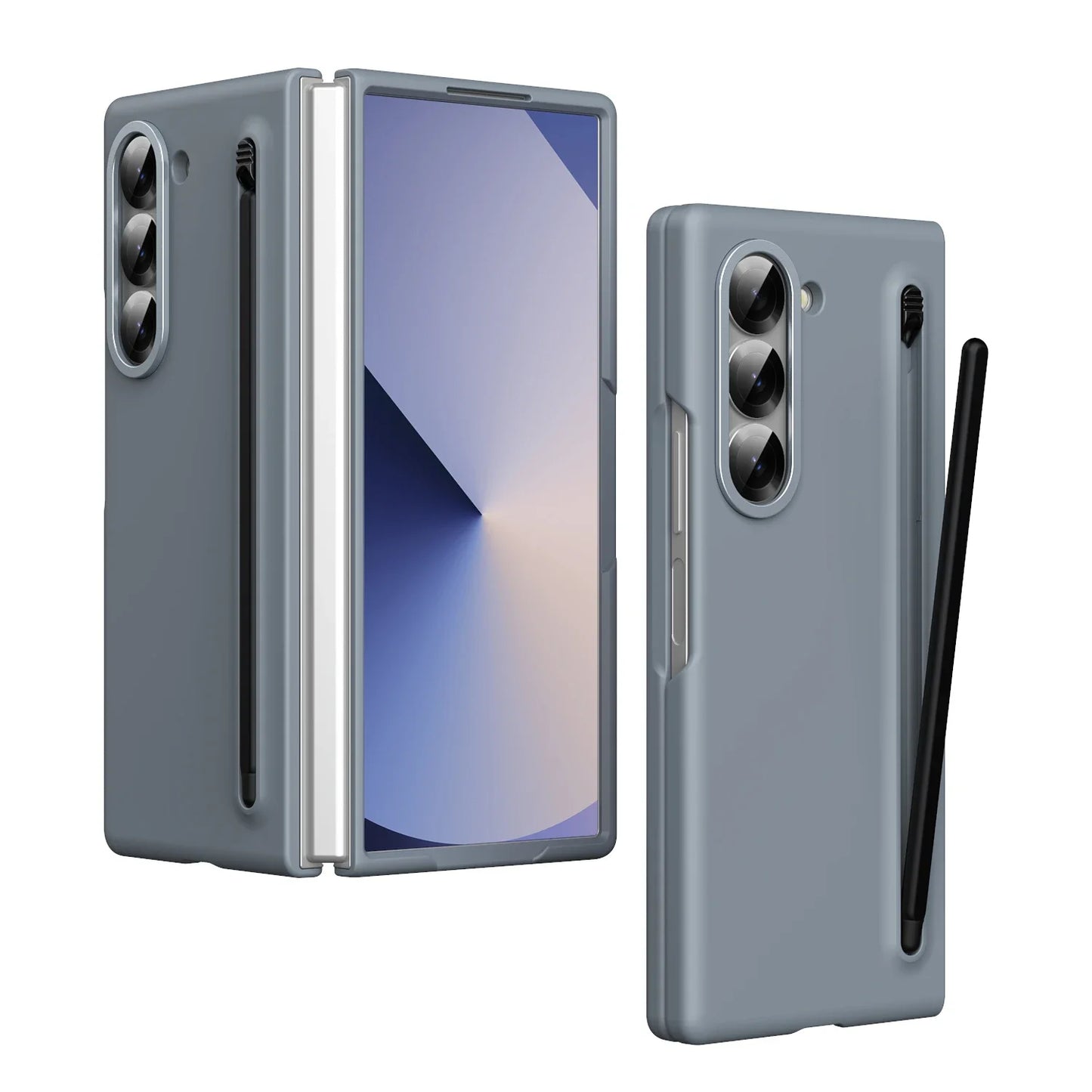 For Samsung Galaxy Z Fold 6 5 4 3 Case Color Skin Friendly Matte Elastic Pen Optional with Tempered Film Shockproof Hard Cover