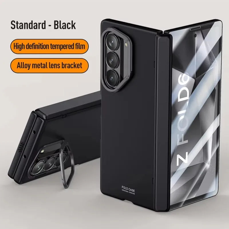 Magnetic Hinged Holder Cover For Samsung Galaxy Z Fold 6 Fold6 zfold6 Case With Tempered Glass Shockproof Cases Kickstand Fundas