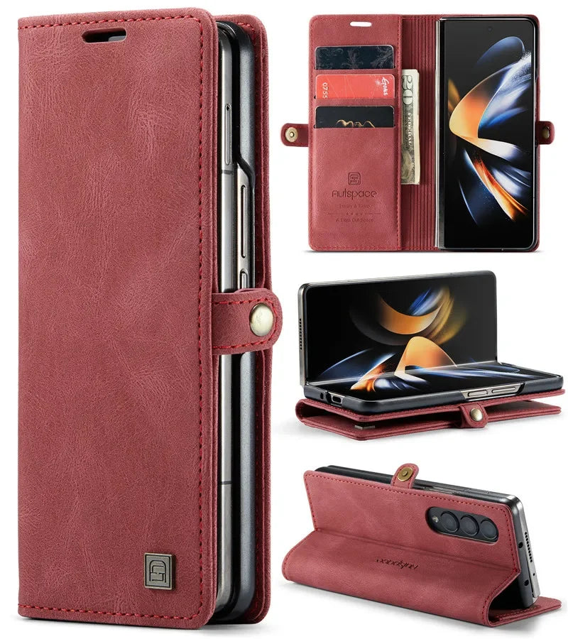 Retor Magnetic Leather Wallet Card Slots Phone Case for Samsung Galaxy Z Fold 7 6 5 4  Fold6 Fold5 Fold4 Flip Stand Cover Bag