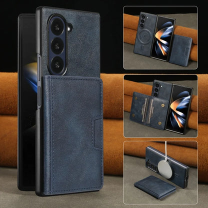MagSafe Wireless Charging Leather Purse Phone Case For Samsung Galaxy Z Fold 7 6 5 4 3 Fold7 Fold6 Fold5 Flip Wallet Card Cover