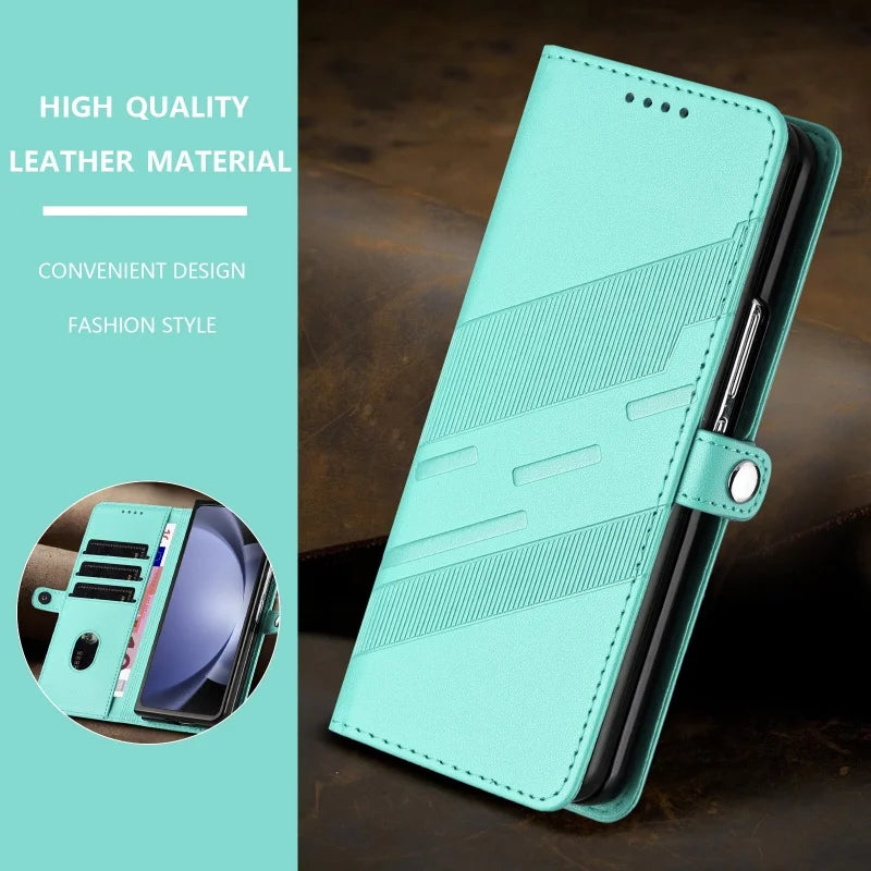 Thin Suede Leather Purse Phone Case for Samsung Galaxy Z Fold 7 6 5 4 3 Fold6 Fold5 Fold4 Fold3 Flip Stand Wallet Card Cover Bag