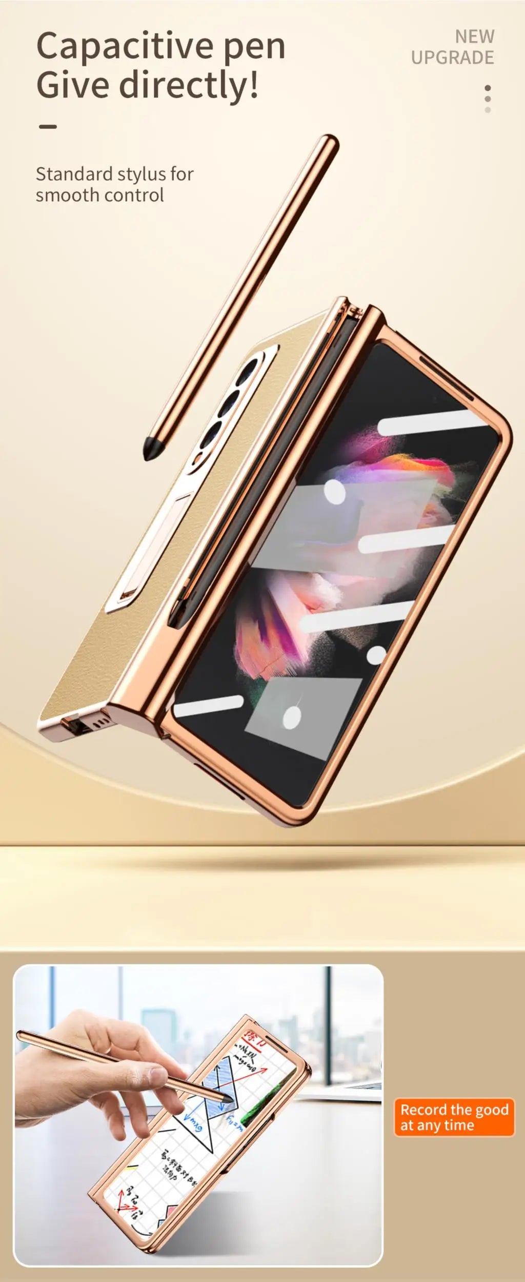 Coque With S Pen Plating Leather Case For Samsung Galaxy Z Fold 7 6 5 4 360 Full Protection Tempered Glass Kickstand Phone Cover