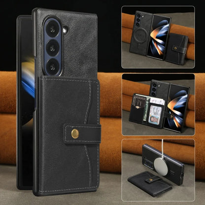 MagSafe Wireless Charging Wallet Card Phone Case For Samsung Galaxy Z Fold 7 6 5 4 3 Fold7 Fold6 Fold5 Flip Purse Holder Cover