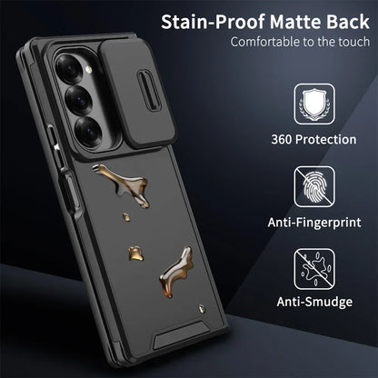 Luxury Slide Camera Protection Phone Case For Samsung Galaxy Z Fold 7 6 5 Fold6 Fold4 Fold5 ZFold7 Shockproof Armour Back Cover