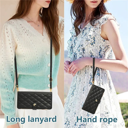 Crossbody Lanyard Leather Zip Wallet Card Slot Phone Case for Samsung Galaxy Z Fold 7 6 5 4 3 Wrist Strap Flip Stand Cover Etui