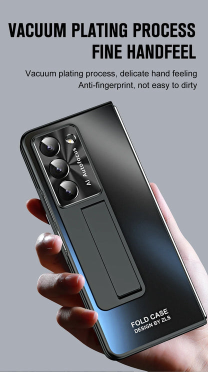 with Screen Protector Pen Phone Case for Samsung Galaxy Z Fold 7 6 5 4 3 Kickstand Skin Texture Scrub Fine Hole Polishing Glass