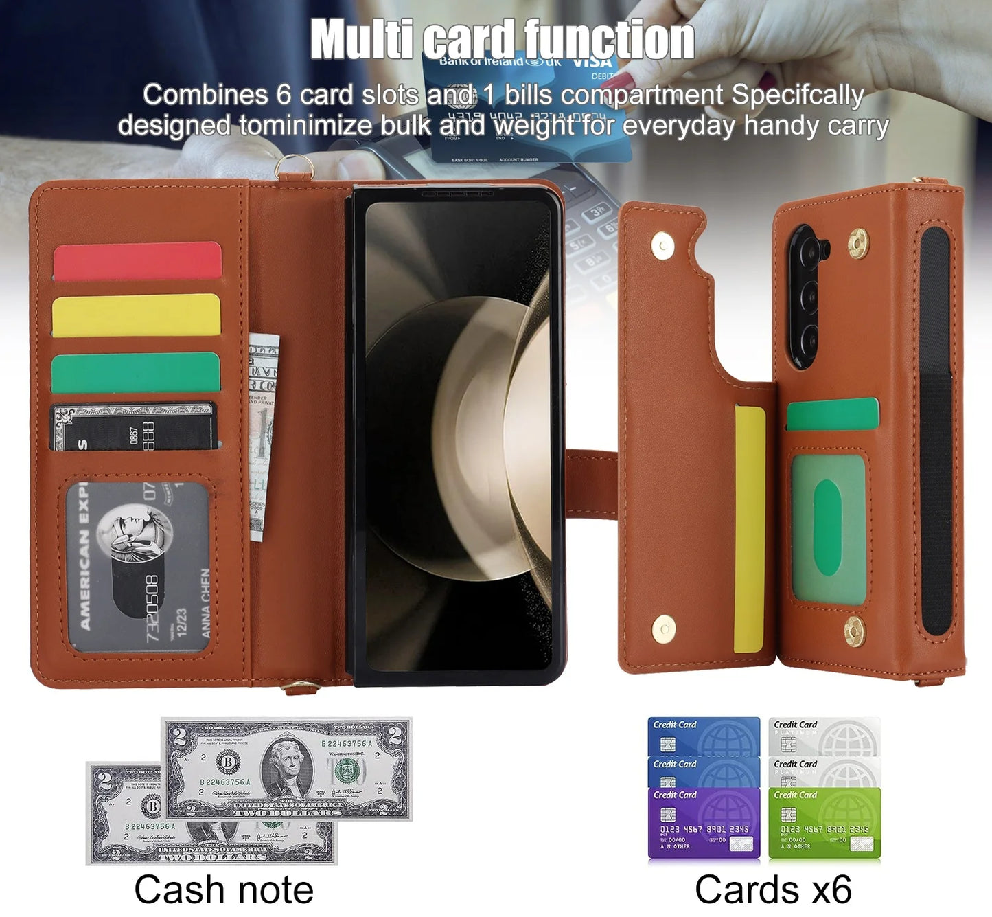 Ring Leather Zipper Wallet Card Slot Phone Case for Samsung Galaxy Z Fold 7 6 5 4 3 Shock Proof Flip Purse Holder Cover Hoesje