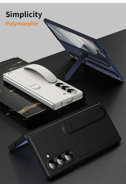 Luxury Wristband Invisible Bracket Case for Samsung Galaxy Z Fold 6 5 4 3 7 fold6 Hand Wrist Strap Folding Stand Silicone Cover