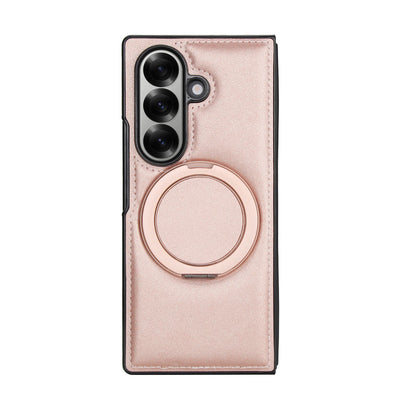 Rotating Bracket Pu Leather Phone Case for Samsung Galaxy Z Fold7 Z Fold 6 5 4 3 Magnetic Charging Camera Screen Protective Cover