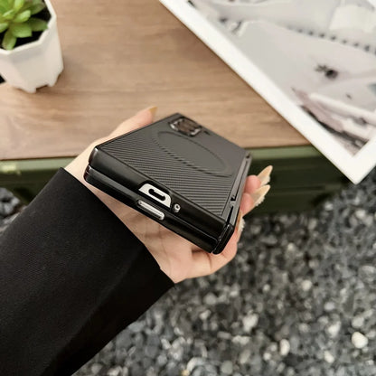 High end Carbon Fiber Magnetic Hinge Magsafe Phone Case For Samsung Galaxy Z Fold 7 6 5 4 3 5g Wireless Charging Bumper Cover