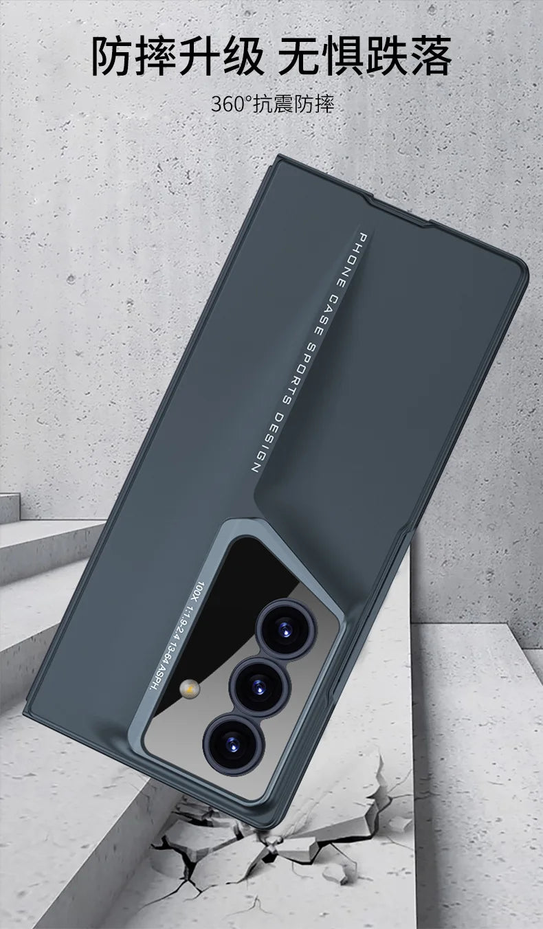 Fine Hole Matte PC Phone Case + Steel Film for Samsung Galaxy Z Fold 7 Zfold 6 5 4 Ultrathin Full Coverage Protective Hard Cover