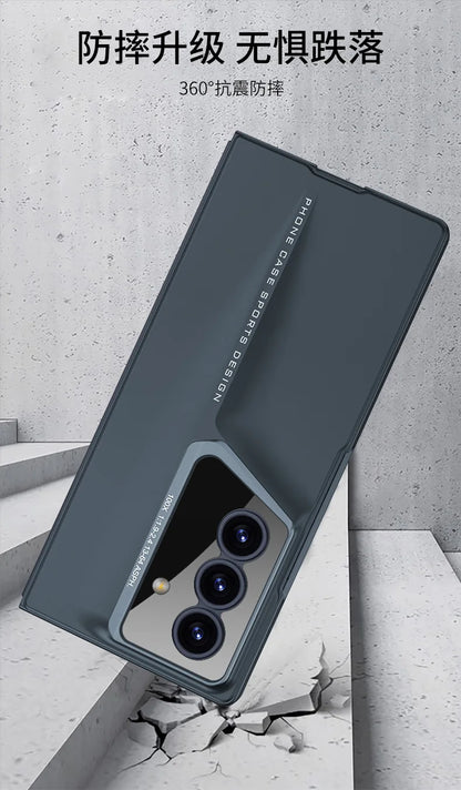 Fine Hole Matte PC Phone Case + Steel Film for Samsung Galaxy Z Fold 7 Zfold 6 5 4 Ultrathin Full Coverage Protective Hard Cover