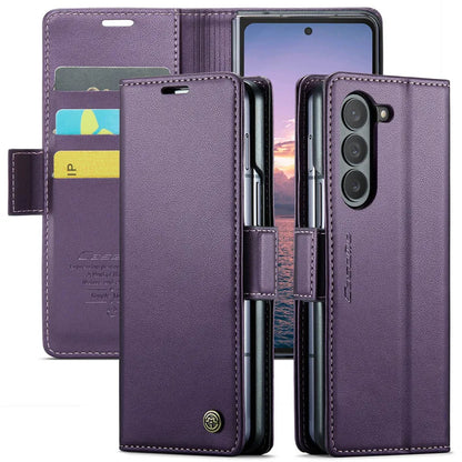 Luxury Magnetic Leather Wallet Multi Card Phone Case for Samsung Galaxy Z Fold 7 6 5 Fold6 Fold5 Shockproof Stand Cover Back Bag