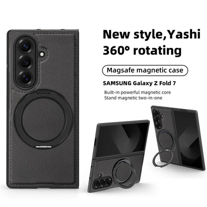 Ring Stand Magsafe Leather Case For Samsung Galaxy Z Fold 7 6 5 4 3 Z Fold7 Phone Case Magnetic Phone Cover Wireless Charging