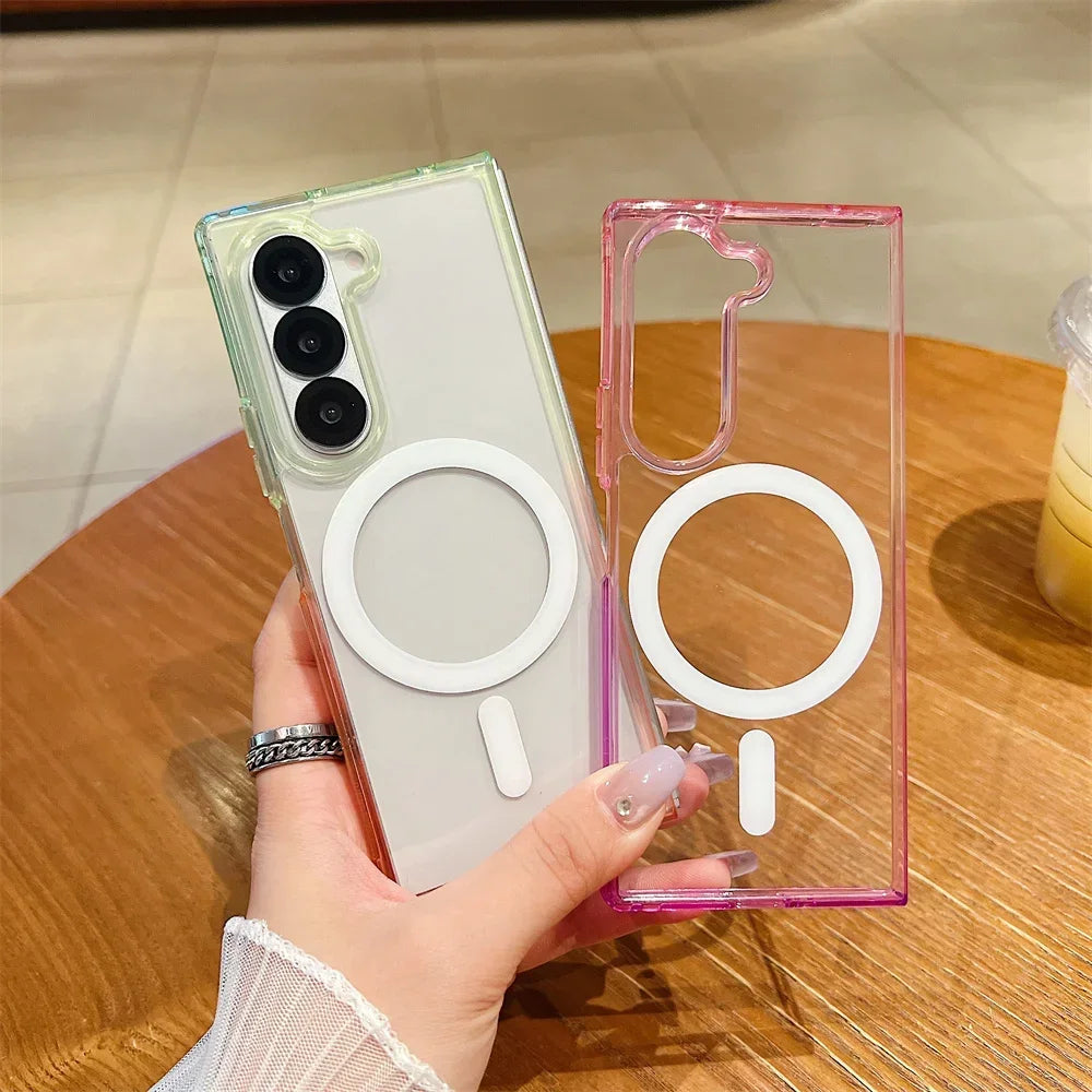 Candy Color Gradient Clear Case for Samsung Galaxy Z Fold 7 6 5 4 3