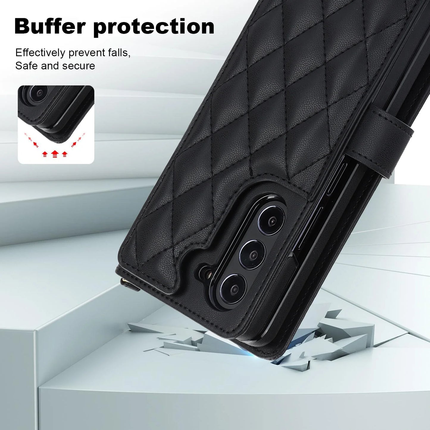 Ring Leather Zipper Wallet Card Slot Phone Case for Samsung Galaxy Z Fold 7 6 5 4 3 Shock Proof Flip Purse Holder Cover Hoesje