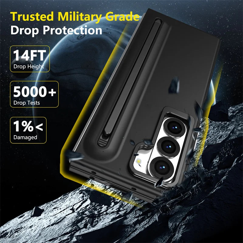 360 Full Protection Holder Phone Case for Samsung Galaxy Z Fold 7 6 5 4 3 With S Pen Slot Screen Glass Lens Holder Cover Z Fold6