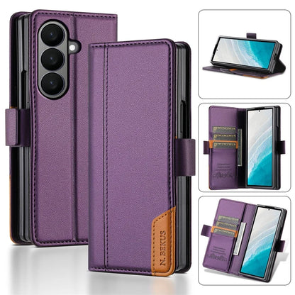 Luxury Magnetic Anti-theft Brush Leather Wallet Card Slot Phone Case for Samsung Galaxy Z Fold 7 6 5 4 3 Purse Holder Cover Etui