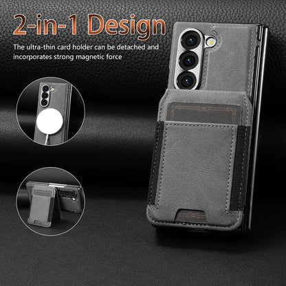 Stable Support Leather Magnetic Wallet Case for Samsung Galaxy Z Fold 7 ZFold 6 5 4 3 Tempered Glass with Hinge Protection Cover