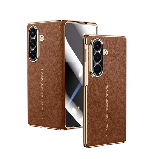 Luxury Full Cover Leather Case for Galaxy Z Fold 7 – Invisible Magnetic Protection
