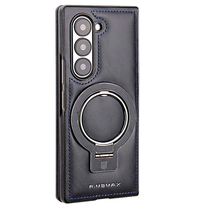 Electroplated Leather  Phone Case for Samsung Galaxy Z Fold 7 ZFold 6 5 4 3 Bracket Magnetic Wireless Charging Protective Cover