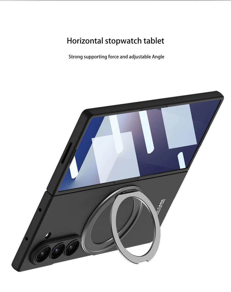 Matte Skin Feeling Magnetic Case For Samsung Galaxy Z Fold 7 3 4 5 6 Rotating bracket Magsafe Wireless Charger Slim PC Cover