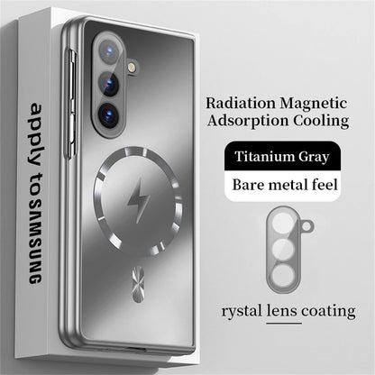 Luxury For Magsafe Wireless Charging Matte Frosted AG Case For Samsung Z Fold 7 6 zfold 5 4 3 5G Full Lens Protection Back Cover