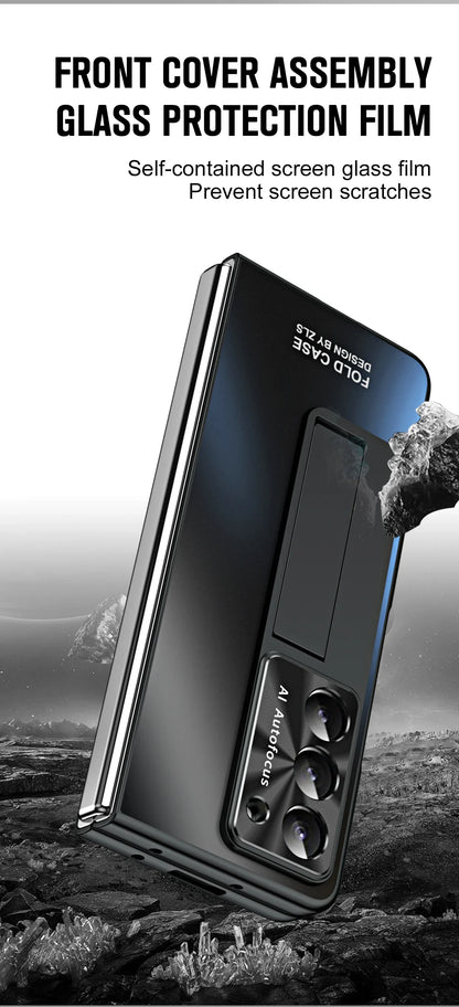 with Screen Protector Pen Phone Case for Samsung Galaxy Z Fold 7 6 5 4 3 Kickstand Skin Texture Scrub Fine Hole Polishing Glass