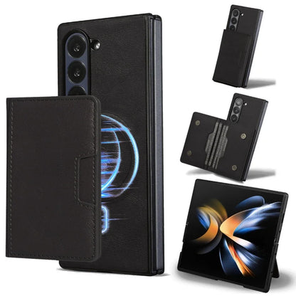 MagSafe Wireless Charging Leather Purse Phone Case For Samsung Galaxy Z Fold 7 6 5 4 3 Fold7 Fold6 Fold5 Flip Wallet Card Cover