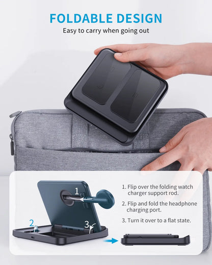 Foldable Wireless Charger 3 in 1  Stand  for Galaxy Watch Buds