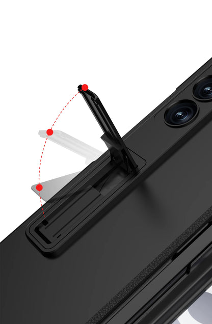 Hinge Protection Magnetic Pen Slot Cover For Samsung Galaxy Z Fold 6 5 4 3 5G Case Luxury Stand Hard PC Cover for Fold5 Fold6