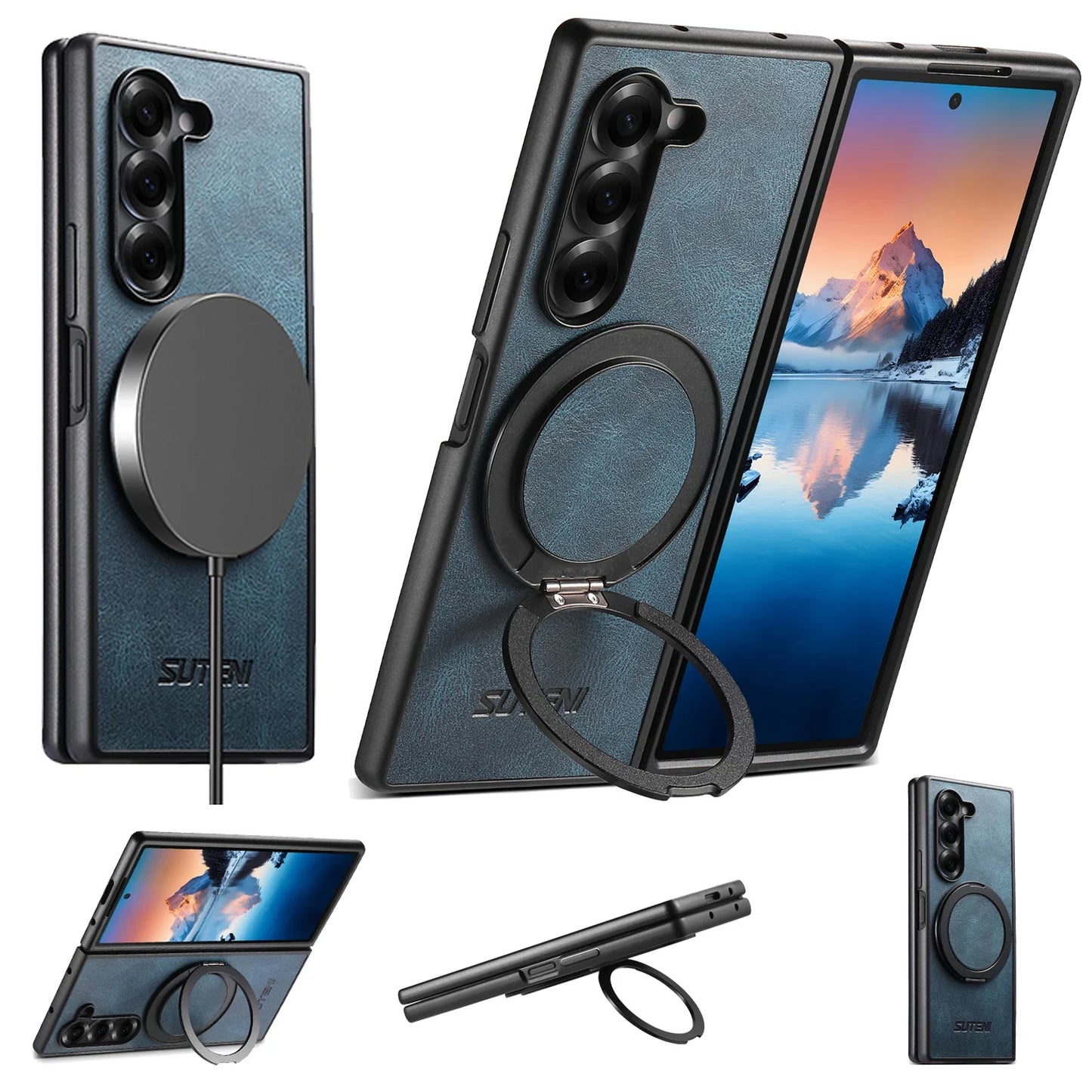 Oil Wax Leather Flip Phone Case for Samsung Galaxy Z Fold 7 Zfold6 5 Magnetic Wireless Charging Hardware Ring Bracket Back Cover