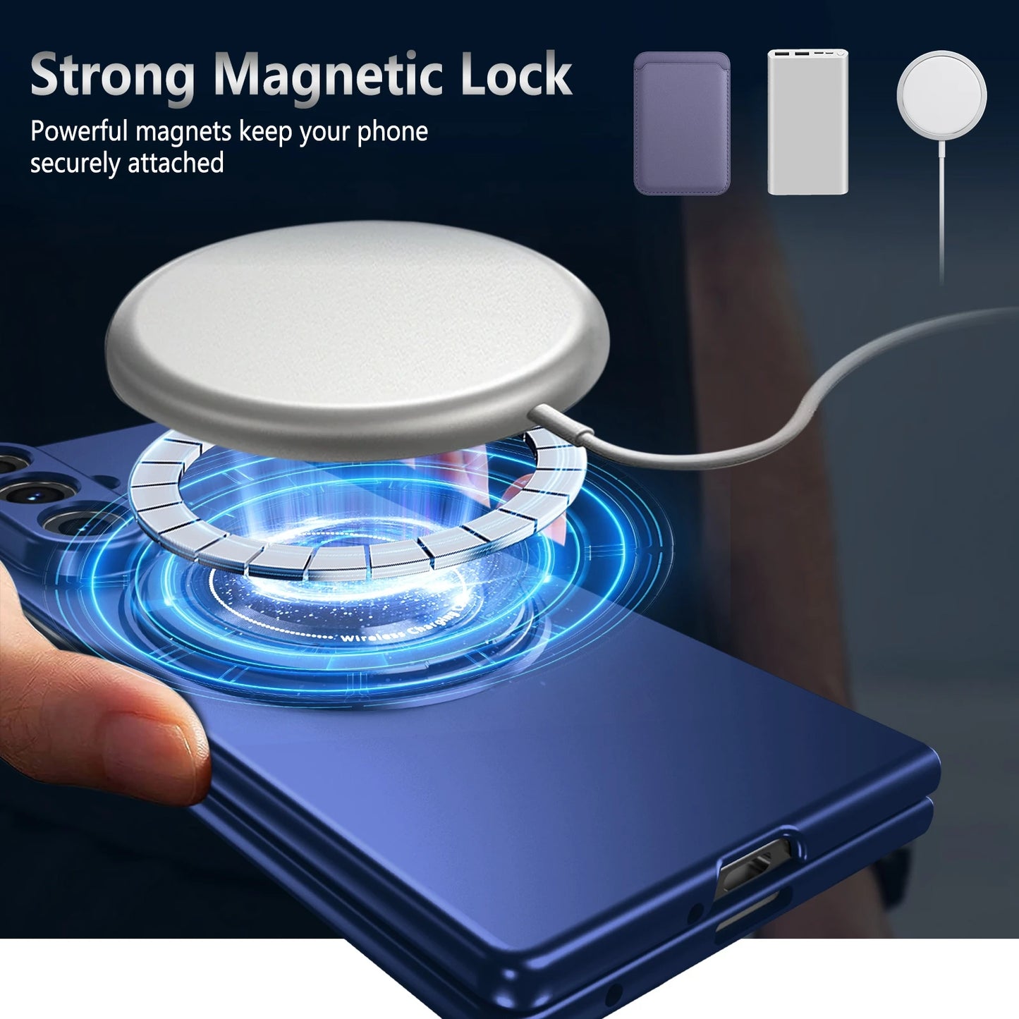 Luxury Military Armor Solid Color Magnetic 360 Bracket Phone Case For Samsung Z Fold 7 6 5 4 3 Wireless Charge Shockproof Cover