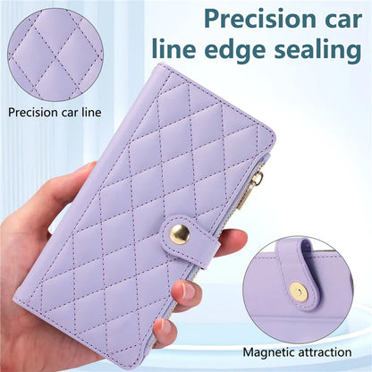 Crossbody Lanyard Leather Zip Wallet Card Slot Phone Case for Samsung Galaxy Z Fold 7 6 5 4 3 Wrist Strap Flip Stand Cover Etui