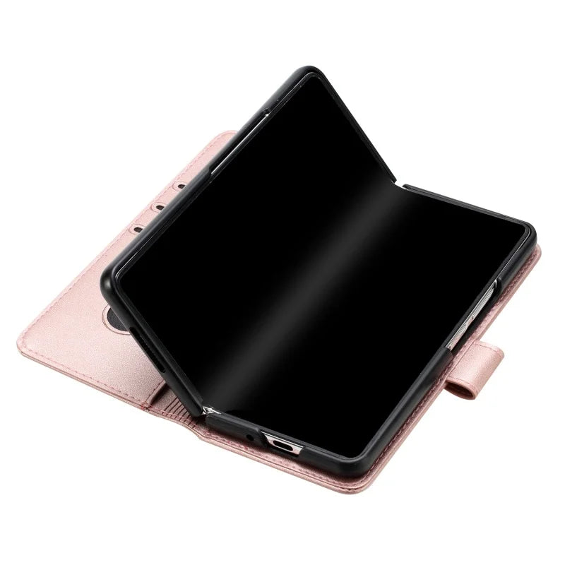 Luxury Magnetic Leather Wallet Card Phone Case for Samsung Galaxy Z Fold 6 5 4 3 Fold6 Fold5 Flip Purse Holder Cover Back Bag
